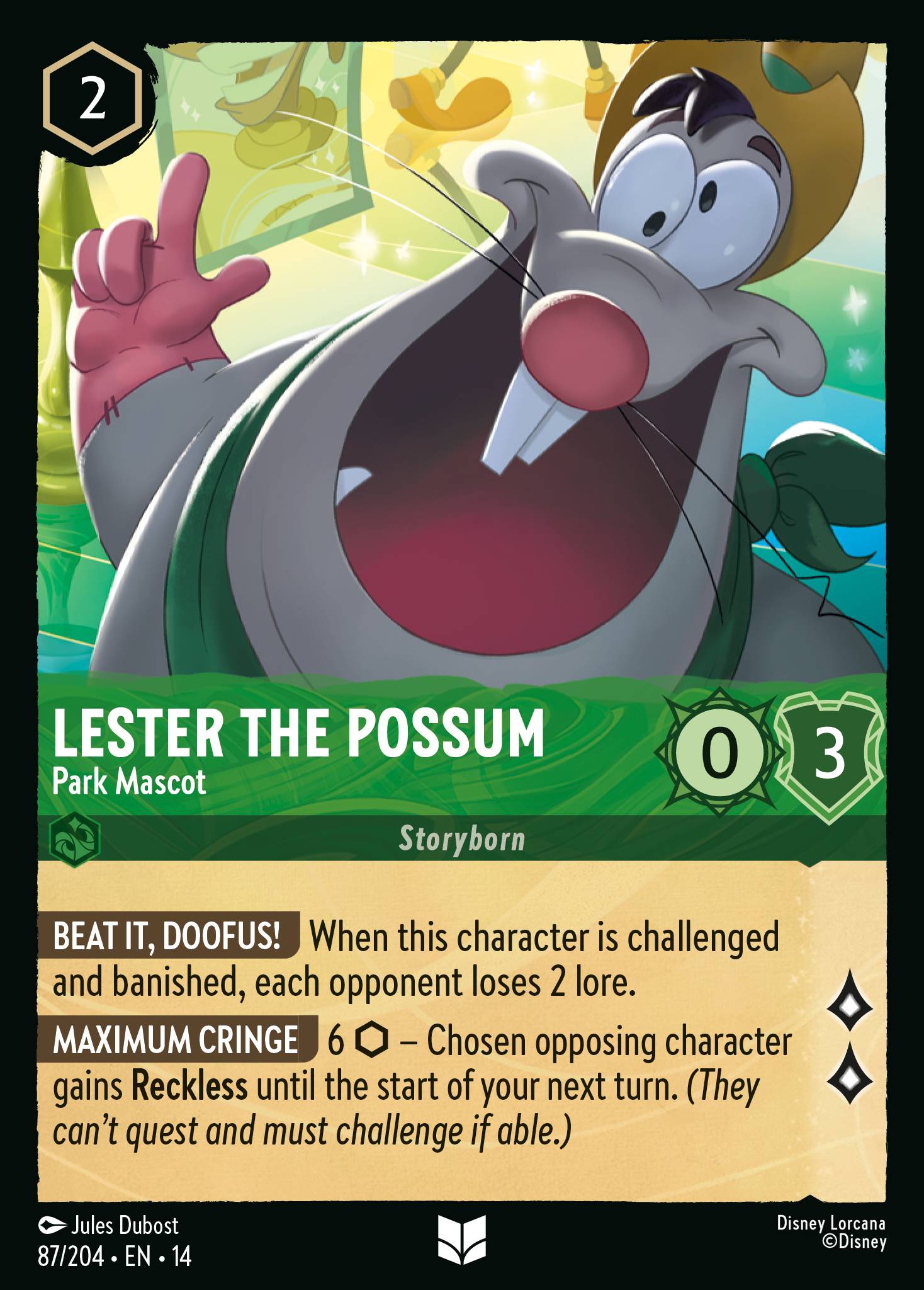 Lester the Possum - Park Mascot